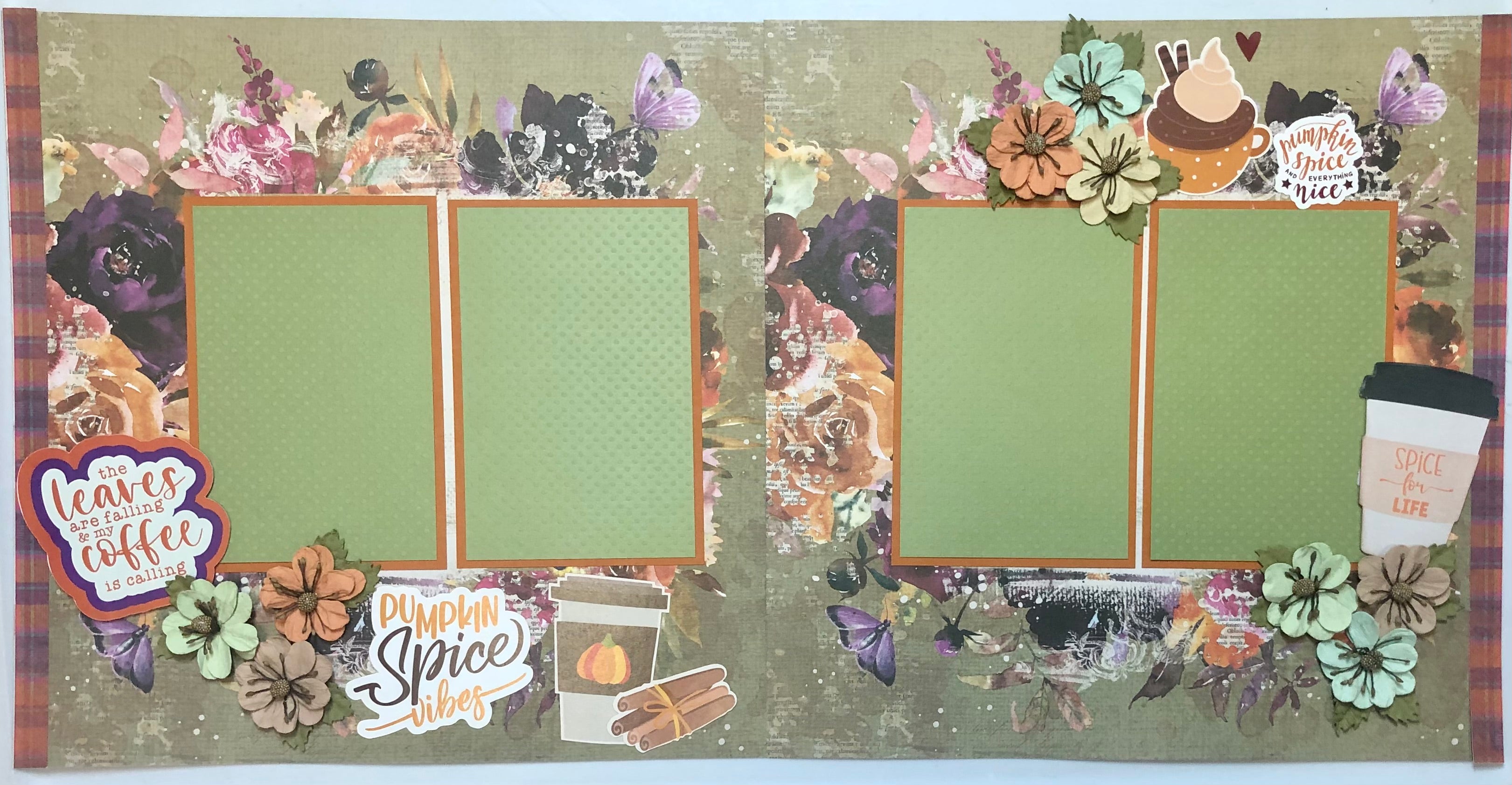 "Pumpkin Spice Vibes" Pre-Made Scrapbook Layout