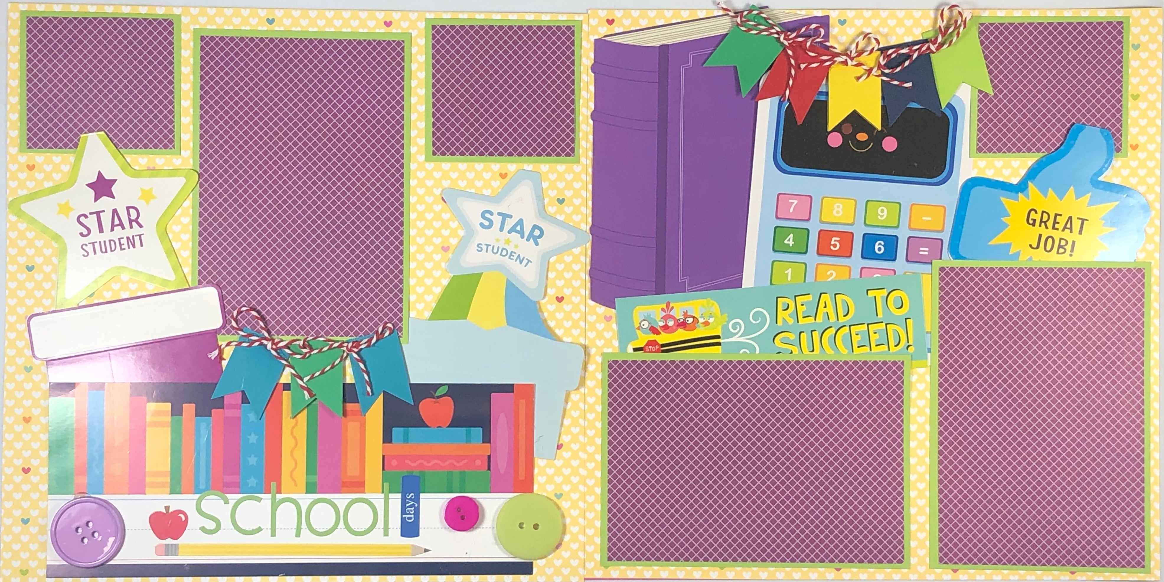 "School" Pre-Made Scrapbook Layout